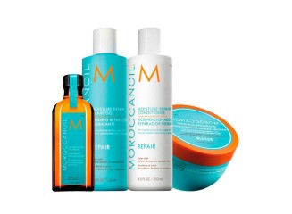 MoroccanOil Kit Máscara de Hidratação 250ml + Óleo de Argan 125ml + Shampoo 250ml + Condicionador 250ml