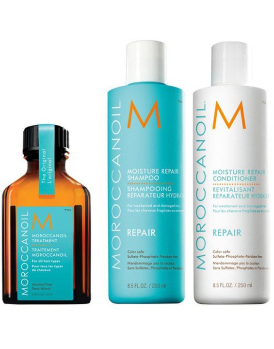 MoroccanOil Kit Shampoo 250ml + Condicionador 250ml + Óleo Capilar 15ml