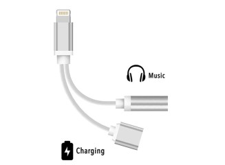 BYDI Cabo Duo Adaptador para iPhone Entrada para Fone de Ouvido + Carregador
