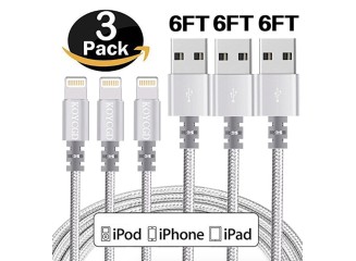 BYDI Kit Cabo USB de Nylon Carregador Lightning para iPhone (3 unidades)