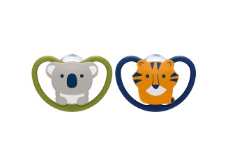 NUK Kit Chupeta Ortodôntica Coala e Tigre 0-6 Meses (Contém 2)