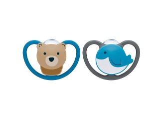 NUK Kit Chupeta Ortodôntica Urso e Baleia 0-6 Meses (Contém 2)