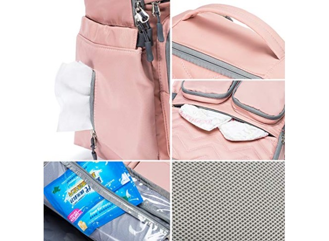 SoHo Designs Mochila de Maternidade Multifuncional Rosa com Acessórios