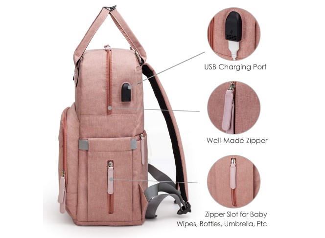 Upsimples Mochila de Maternidade Multifuncional Rosa