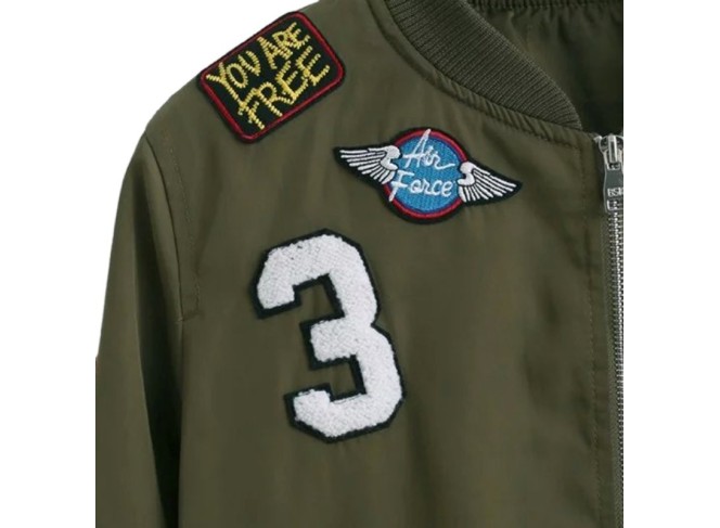 BYDI Jaqueta Bomber Verde Militar Army com Patches