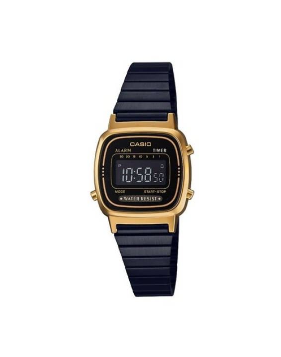 Casio Relógio Digital Vintage LA670WEGB-1B Preto e Dourado